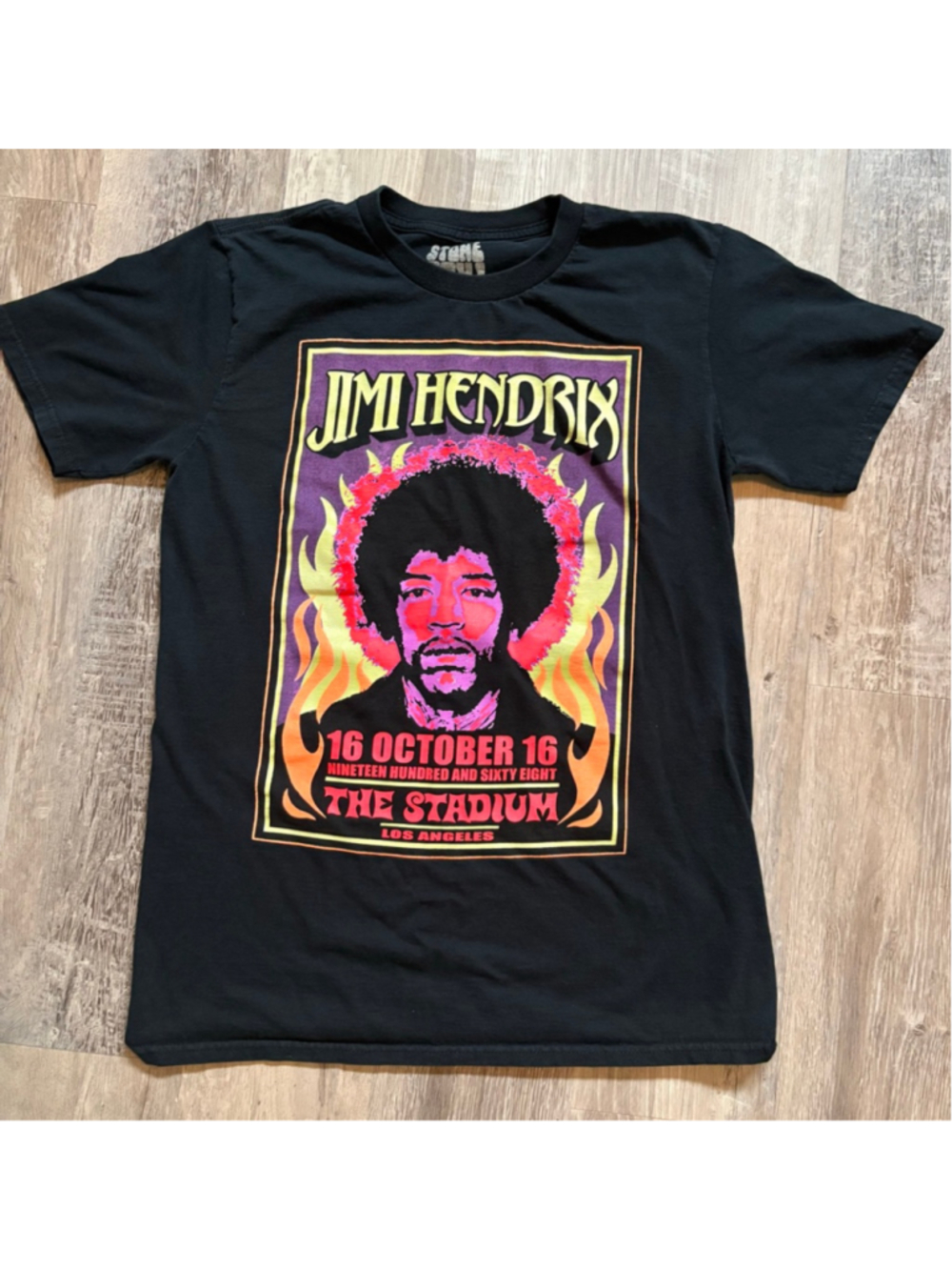 Stone Free Jimi Hendrix 1968 LA Stadium Graphic Concert T-Shirt Black Size S EUC